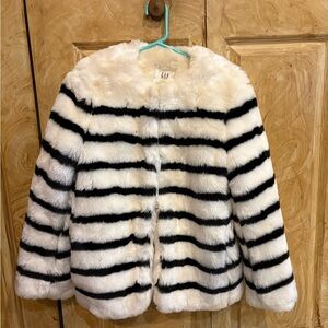 GAP Women’s Black and White Faux Fur Jacket SZ M